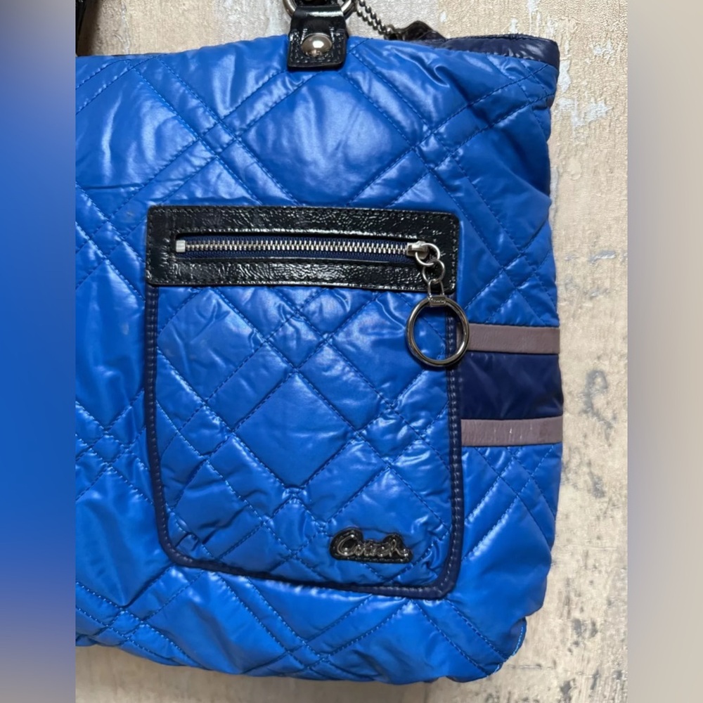 Coach 15873 Blue Quilted Snow Bunny Poppy Ski Glam Designer Purses Bag Tote - Picture 5 of 12